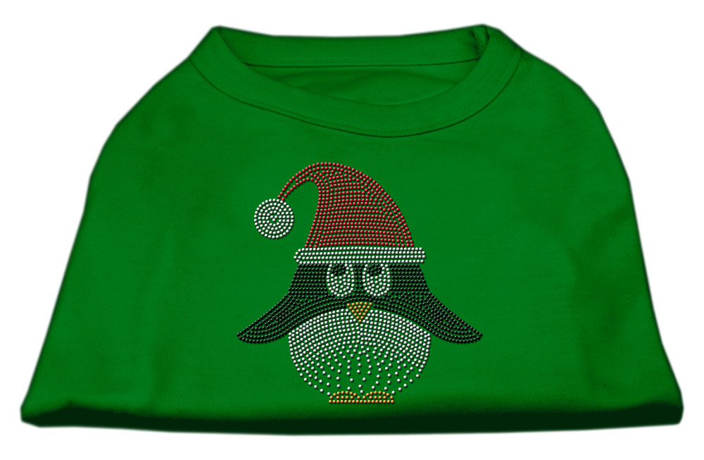Santa Penguin Rhinestone Dog Shirt Green XL